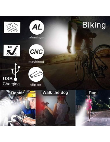 LED φωτισμός ποδηλάτου BIKE-0025, επαναφορτιζόμενος, 40LM