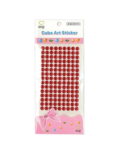 Στρας Ø8mm αυτοκόλλητα κόκκινα 135τεμ/blister