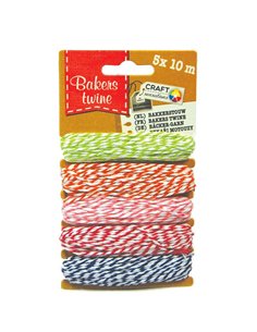 Κορδόνι βαμβακερό δίχρωμο σε 5 χρώματα 10μέτρα/χρώμα