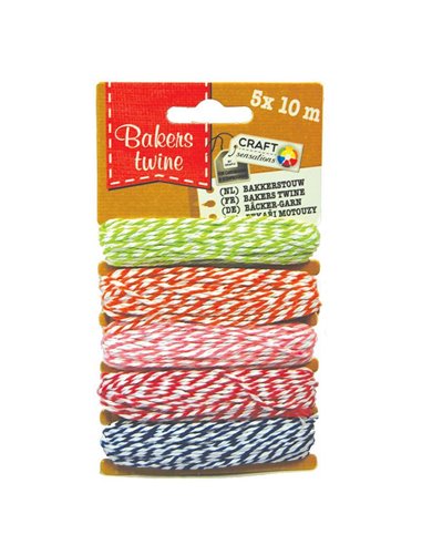 Κορδόνι βαμβακερό δίχρωμο σε 5 χρώματα 10μέτρα/χρώμα