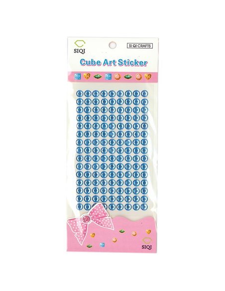 Στρας Ø8mm αυτοκόλλητα μπλε 135τεμ/blister