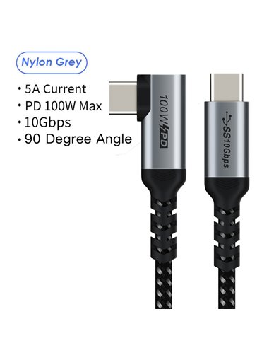 CABLETIME καλώδιο USB Type-C C160, USB 3.2, PD 100W, γωνιακό, 1m, μαύρο