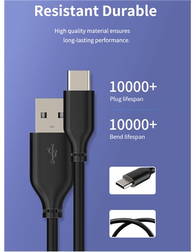 CABLETIME καλώδιο USB 2.0 σε USB Type-C C160, 5V 3A, 1m, μαύρο