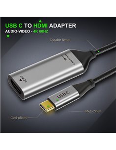 CABLETIME αντάπτορας USB-C σε HDMI C160, 4K/60HZ, 0.15m, μαύρος