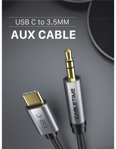 CABLETIME καλώδιο USB Type-C σε 3.5mm C160, 1.8m, γκρι