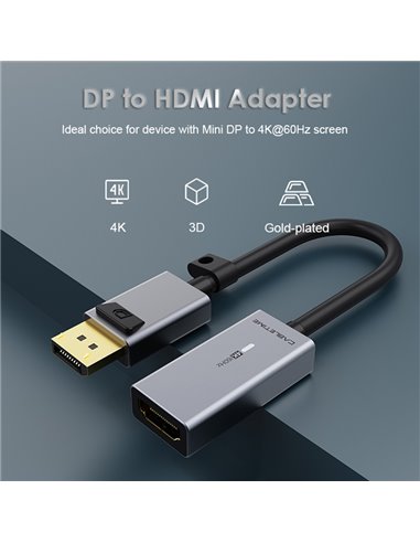 CABLETIME αντάπτορας Displayport σε HDMI AV589, LED Ring, 0.15m, μαύρος