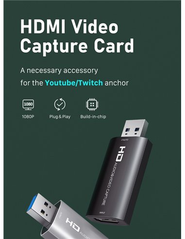 CABLETIME HDMI Video capture Card CTHVC, 1080p, μαύρο