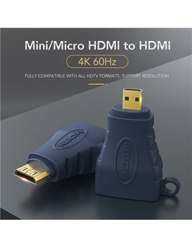 CABLETIME αντάπτορας Mini HDMI C σε HDMI AV599, with Ring, 4K, μπλε