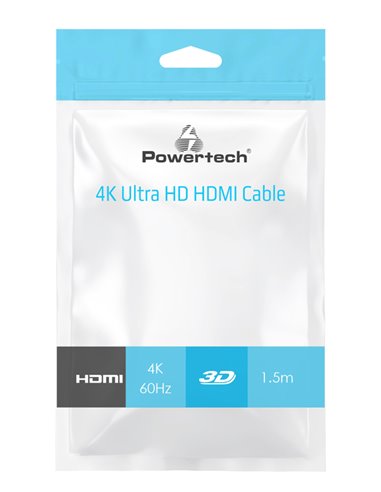 POWERTECH καλώδιο HDMI 2.0 CAB-H141, ethernet, 4K 3D, 30AWG copper, 1.5m