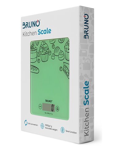 BRUNO ψηφιακή ζυγαριά κουζίνας BRN-0059, έως 5kg, πράσινη