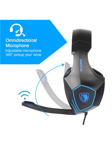 SADES gaming headset SA-819, 3.5mm, 50mm, μαύρο