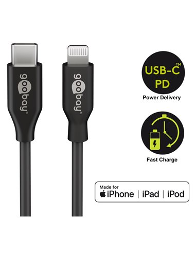 GOOBAY καλώδιο USB Type-C σε Lightning 39424, 7.5W, 1m, μαύρο