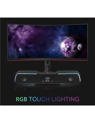 POWERTECH gaming soundbar PT-974, 10W RMS, Bluetooth, 3.5mm, RGB, μαύρο