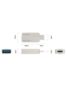 ORICO αντάπτορας USB Type-C σε USB 3.1 CTA2, 3A, ασημί