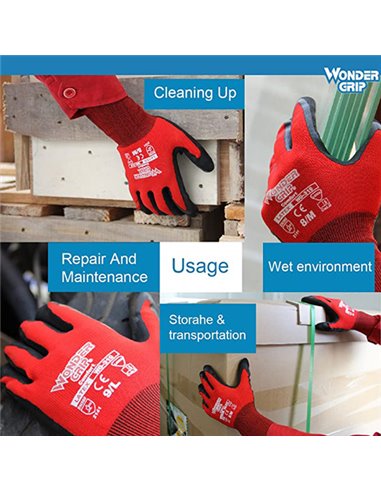 WONDER GRIP γάντια εργασίας Comfort, αντιολισθητικά, 11/XXL, κόκκινα