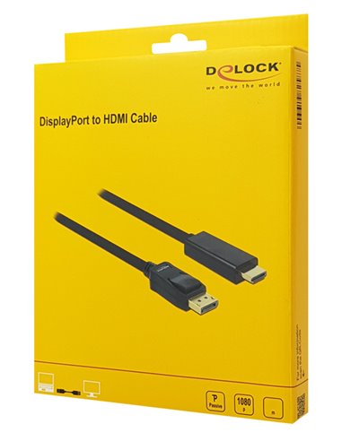 DELOCK καλώδιο DisplayPort σε HDMI 82435, passive, 1080p, 3m, μαύρο