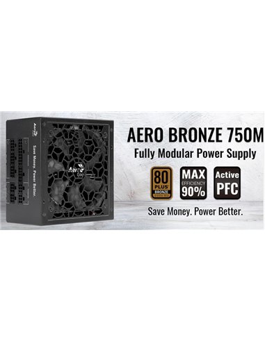 AEROCOOL τροφοδοτικό Aero 750M, Active PFC, 80 Plus Bronze