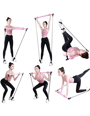 Φορητή μπάρα για ασκήσεις Pilates/Yoga GYM-0021, 91cm, ροζ