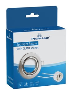POWERTECH μεταλλικό πλαίσιο spot & ντουί GU10-003, χωνευτό, 81x31.5mm