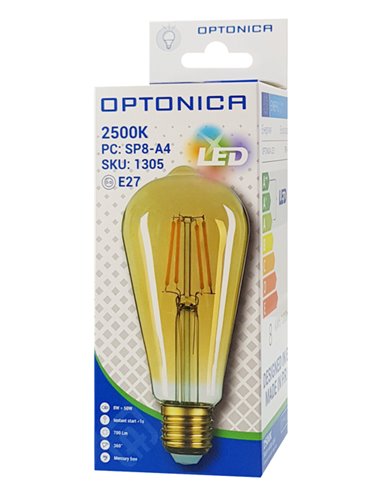 OPTONICA LED λάμπα ST64 1305, 8W, 2500K, E27, 700lm
