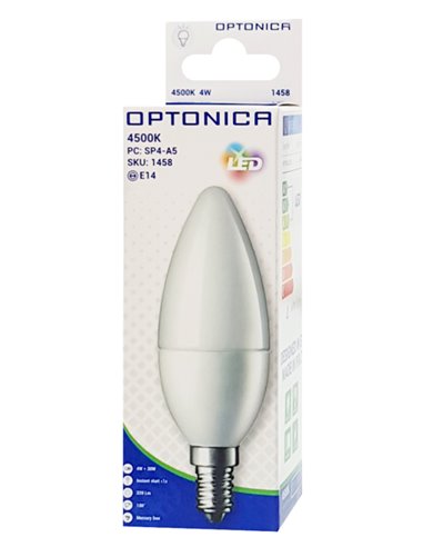 OPTONICA LED λάμπα Candle C37 1458, 4W, 4500K, E14, 320lm