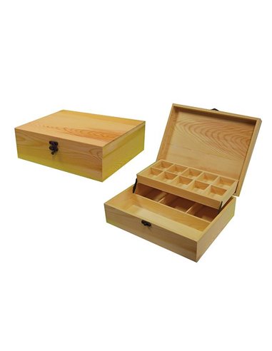 Κουτί ξύλινο με 2 επίπεδα και θήκες 22x28x9εκ.
