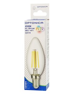 OPTONICA LED λάμπα Candle C35 Filament 1471, 4W, 4500K, E14, 400lm