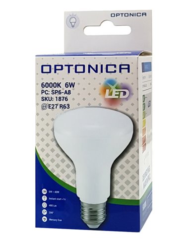 OPTONICA LED λάμπα R63 1876, 6W, 6000K, E27, 480lm