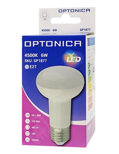 OPTONICA LED λάμπα R63 1877, 6W, 4500K, E27, 480lm