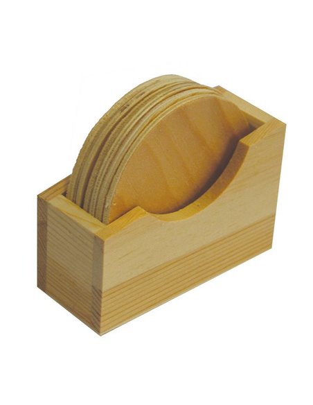 Σουβέρ στρόγγυλα ξύλινα 6τεμ. σε θήκη