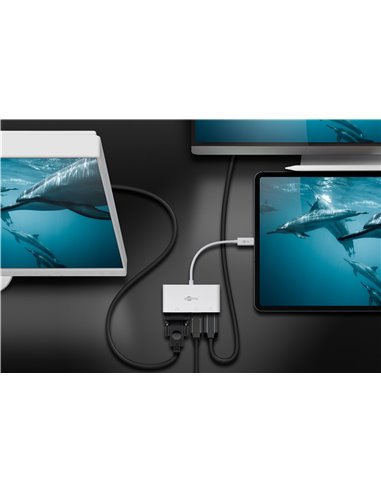 GOOBAY αντάπτορας USB Type-C σε VGA+DP+HDMI 52412, 4K, 14cm, λευκός