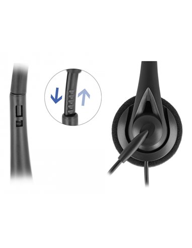 DELOCK headphones με μικρόφωνο 27177, mono, USB, volume control, μαύρα