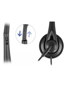 DELOCK headphones με μικρόφωνο 27179, stereo, USB, volume control, μαύρα
