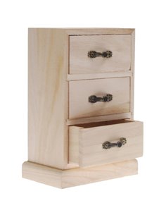 Κουτί ξύλινο με 3 συρτάρια Υ18x11x7εκ.