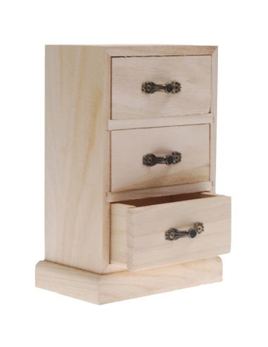 Κουτί ξύλινο με 3 συρτάρια Υ18x11x7εκ.