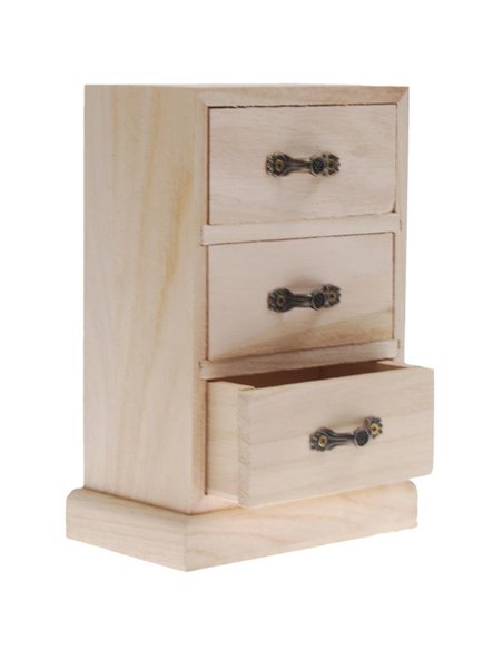 Κουτί ξύλινο με 3 συρτάρια Υ18x11x7εκ.