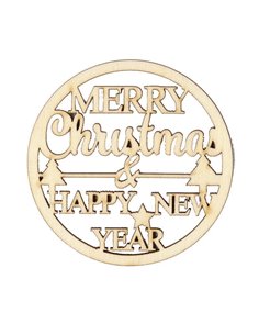 Χριστ. μπάλα merry christmas-happy new year σημύδα Ø69x3χιλ.