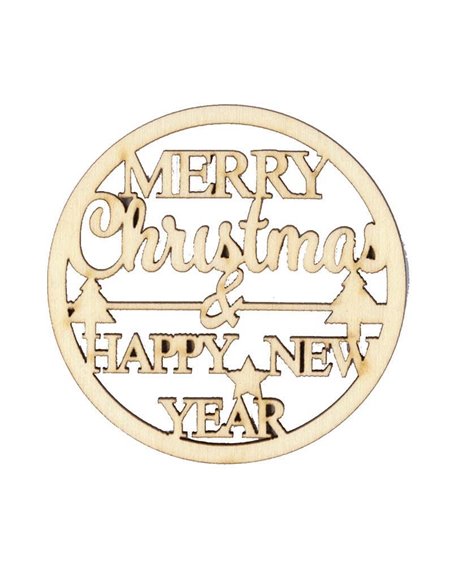 Χριστ. μπάλα merry christmas-happy new year σημύδα Ø69x3χιλ.