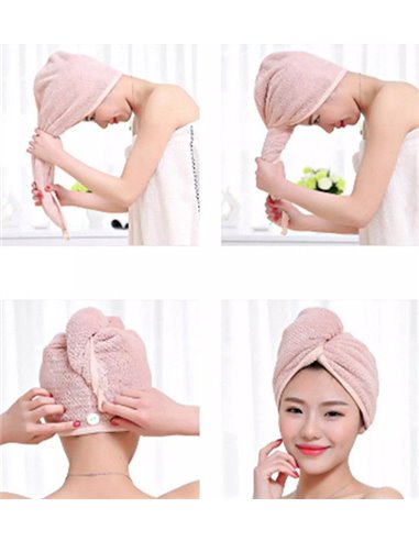 Πετσέτα μαλλιών HUH-0075, 24 x 60cm, ροζ