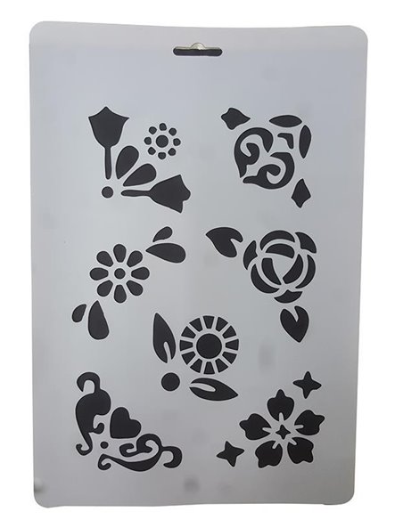 Στένσιλ απο πολυπροπυλένιο Α4 λουλούδια