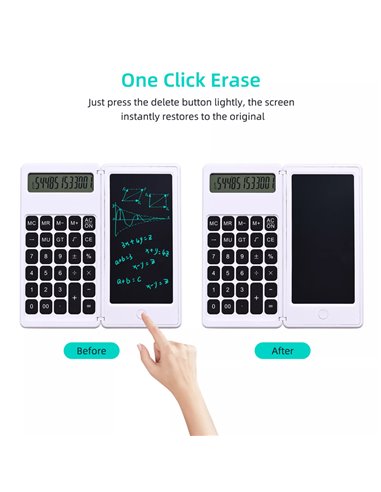 Αριθμομηχανή & tablet γραφής C5, με γραφίδα, 6" LCD, 12 ψηφία, λευκή