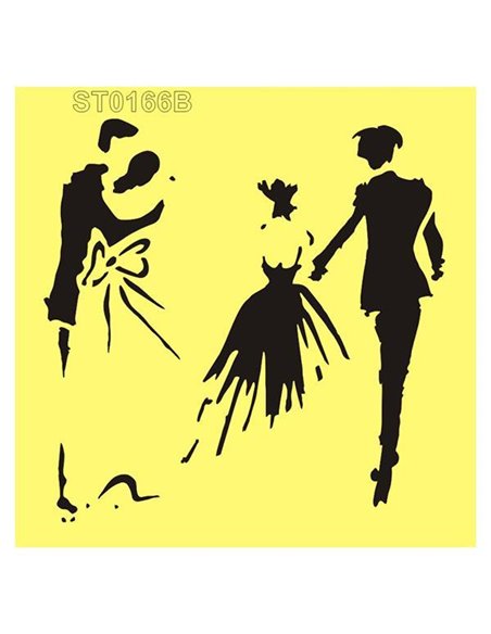 Στένσιλ πλαστικό "the newlyweds" 16x16εκ.  (ST0166B)