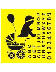 Στένσιλ πλαστικό "Βάφτιση-κορίτσι" 16x16εκ.  (ST0008)