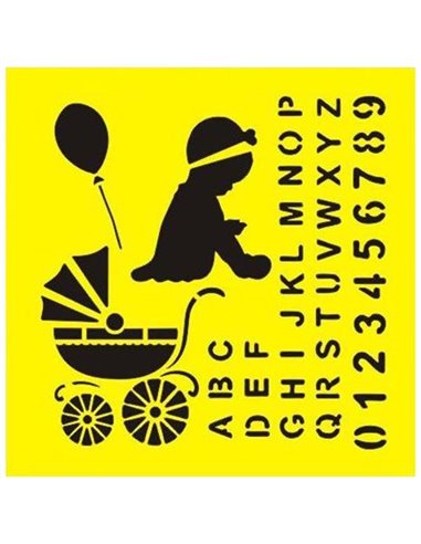 Στένσιλ πλαστικό "Βάφτιση-κορίτσι" 16x16εκ.  (ST0008)