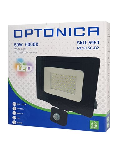 OPTONICA LED προβολέας 5950, με αισθητήρα κίνησης, 50W, 6000K, IP65