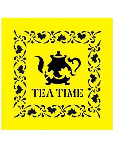 Στένσιλ πλαστικό "Tea time" 16x16εκ.  (ST0065)