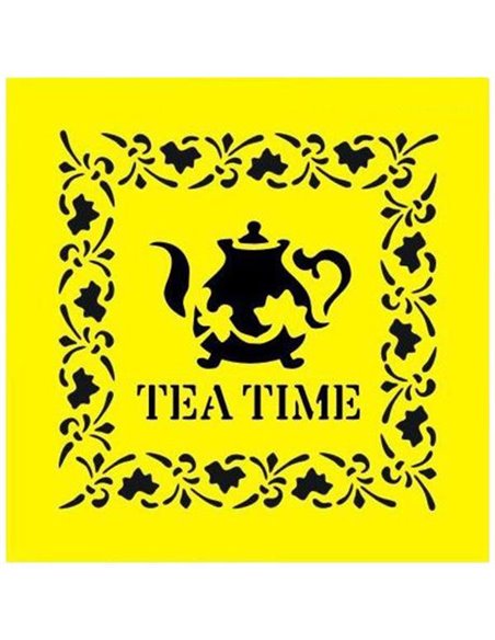 Στένσιλ πλαστικό "Tea time" 16x16εκ.  (ST0065)