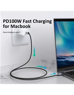 CABLETIME καλώδιο USB-C CT-C160 Thunderbolt3, 100W 40Gbps, 5K, 1m, μαύρο