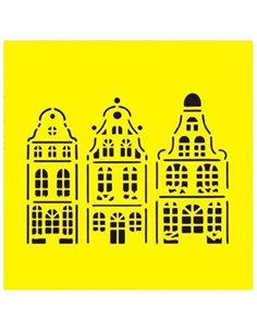 Στένσιλ πλαστικό "Σπίτια" 16x16εκ.  (ST0101)