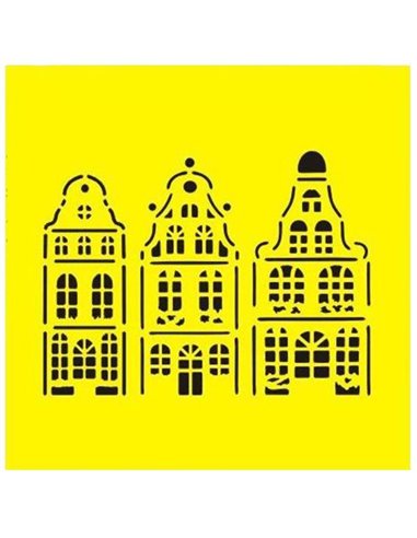 Στένσιλ πλαστικό "Σπίτια" 16x16εκ.  (ST0101)